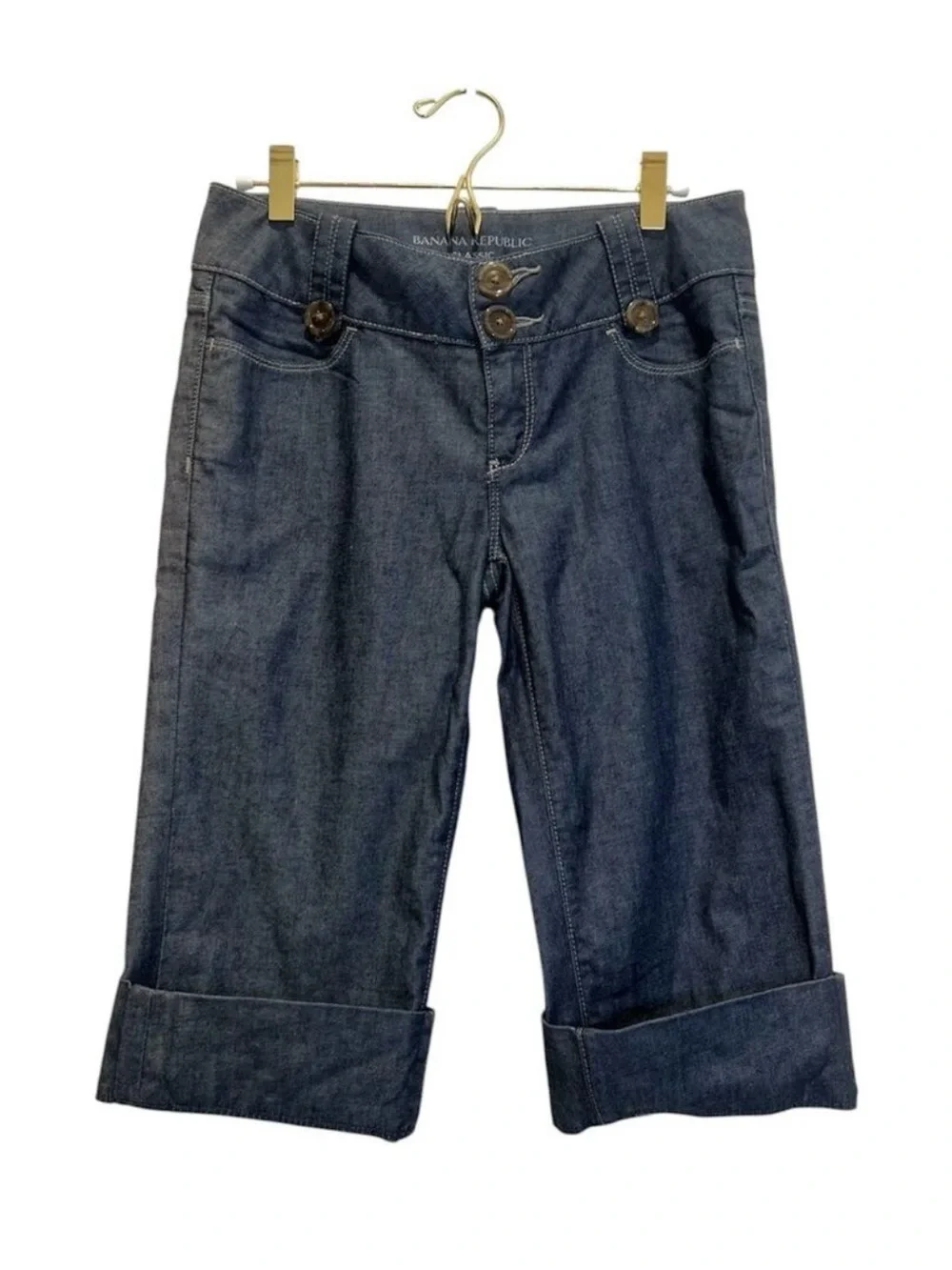 Vintage Banana Republic Classic Chambray Gaucho Bermuda Shorts Sailor Waist 0P